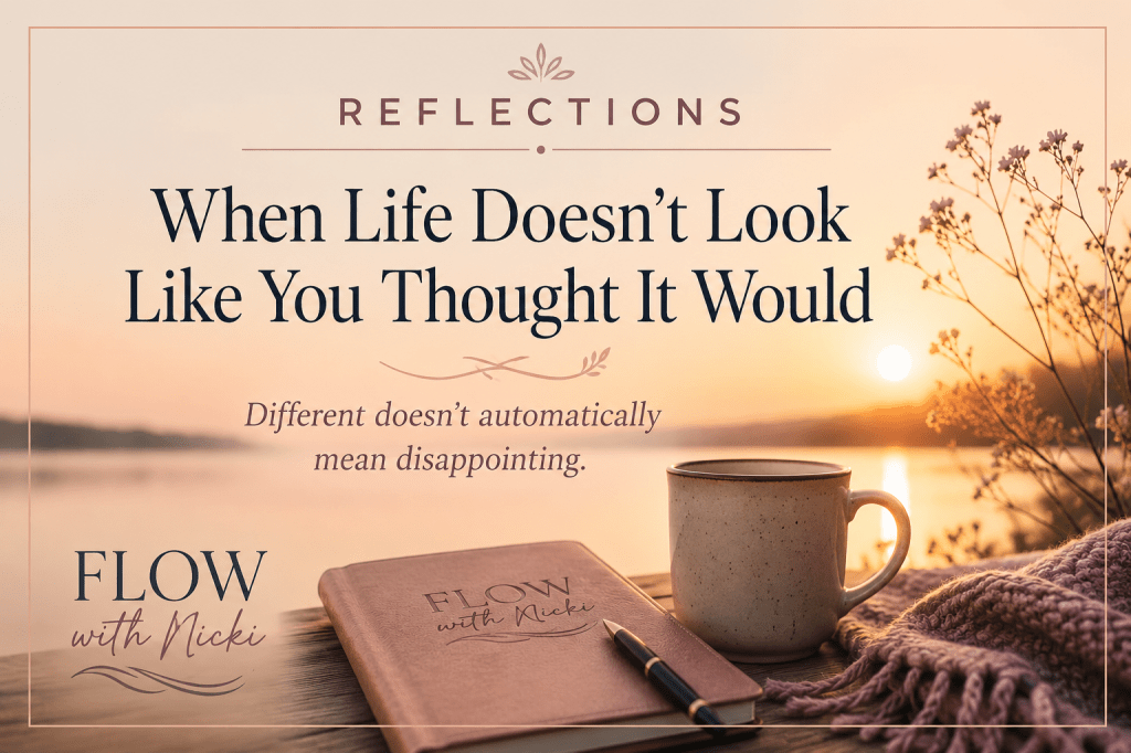 Reflection cover for When Life Doesn't Look Like You Thought It Would, featuring peaceful sunset and journal.